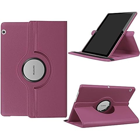Huawei MediaPad /3 10 covers - Detuosi 360º rotating leather smartphone case protective cover with stand function for Huawei T3 10 inch tablet. purple Cover