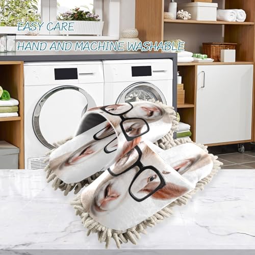 Cute Goat Microfiber Cleaning Slippers Washable Floor Mop Slippers Men and Women House Dusting Slippers - M3