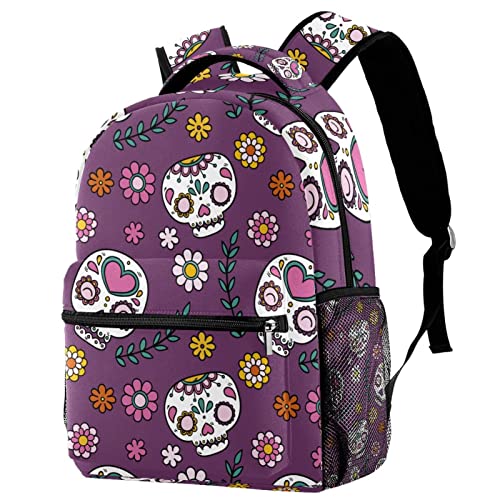 Mochila de calavera de azúcar para universidad y actividades al aire libre con gran capacidad