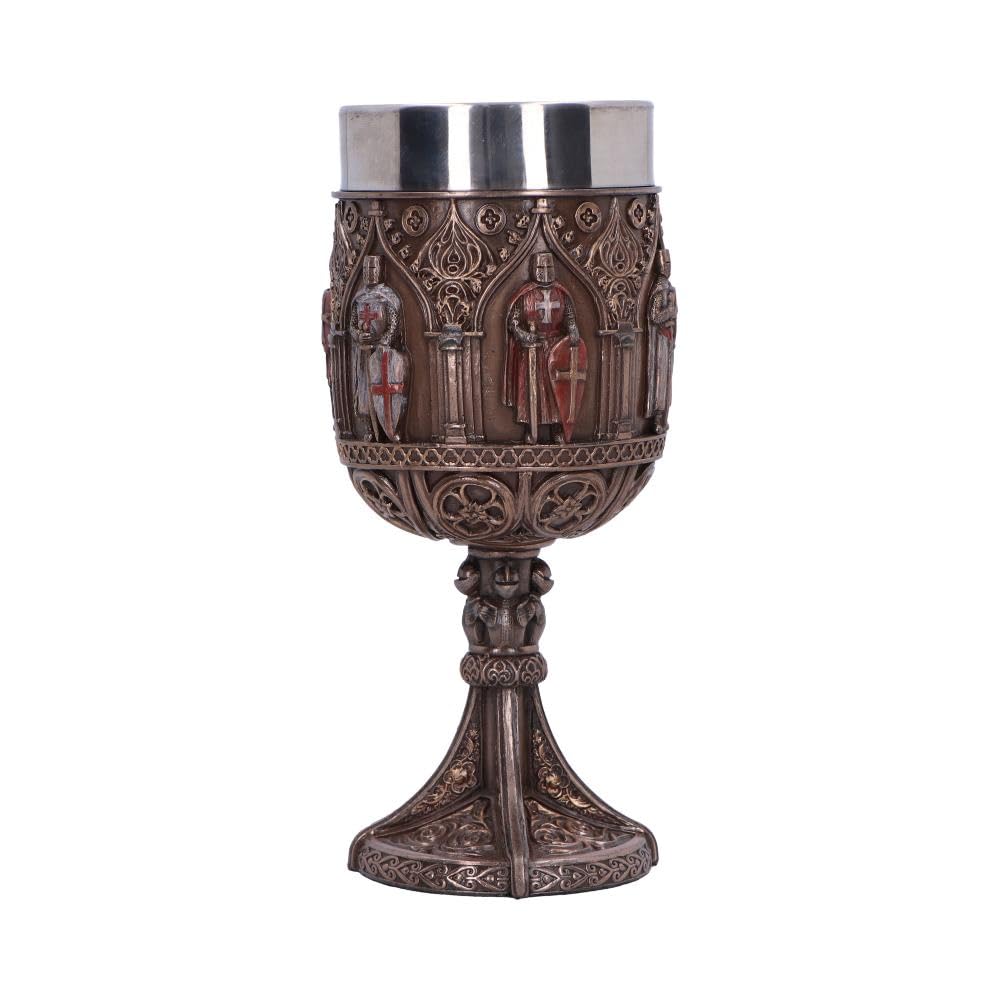 Nemesis Now Verre de chevalier, calice médiéval orné, tasse amovible en acier inoxydable pour boire – Verre des Templiers