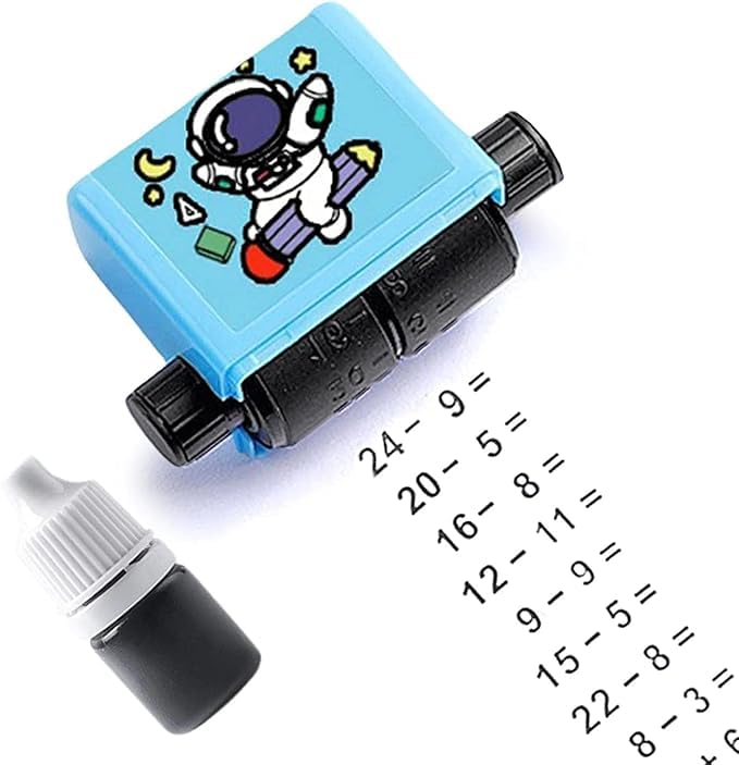 Ncry Math Roller Stamp for Addition Subtraction Multiplication Division, Roller Number Teaching Practice Math Stamp Roller Digital Teaching Stamp, Math Practice Number Rolling Stamp 1