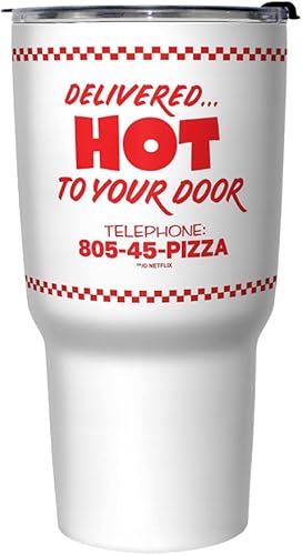 Miniatura 3 de Netflix Stranger Things Surfer Pizza - Taza de viaje de acero inoxidable, 27 onzas, multicolor