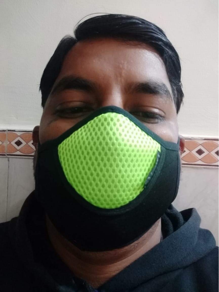 AUTONEST TWP-75 Imported Pollution Protected FACE MASK of Outdoor Traveling Black And Green Colour 2