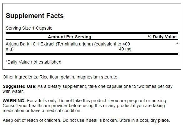 Miniatura 2 de Swanson Corteza de arjuna de espectro completo (101) 40 miligramos 60 cápsulas