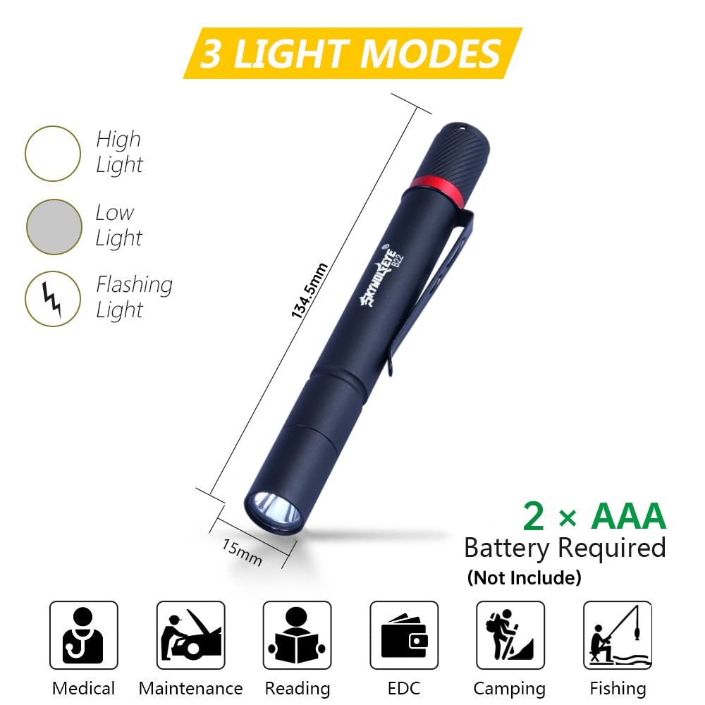 Lot de 10 petites lampes de poche LED EDC XPE pour infirmières médicales avec clip 700 lumens