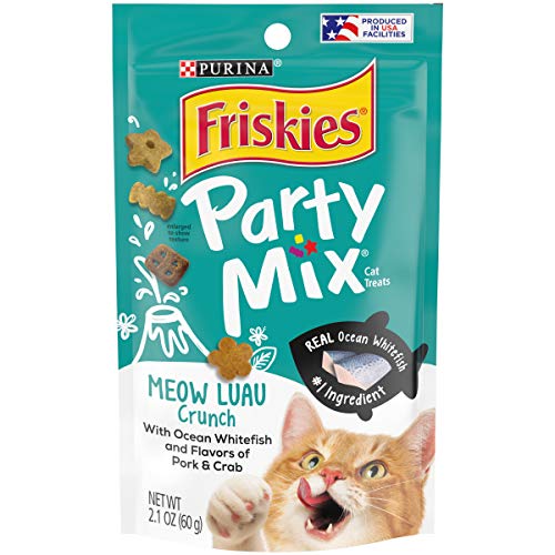 Purina Friskies Made in USA Facilities Cat Treats; Party Mix Meow Luau Crunch - (10) 2.1 oz. Pouches