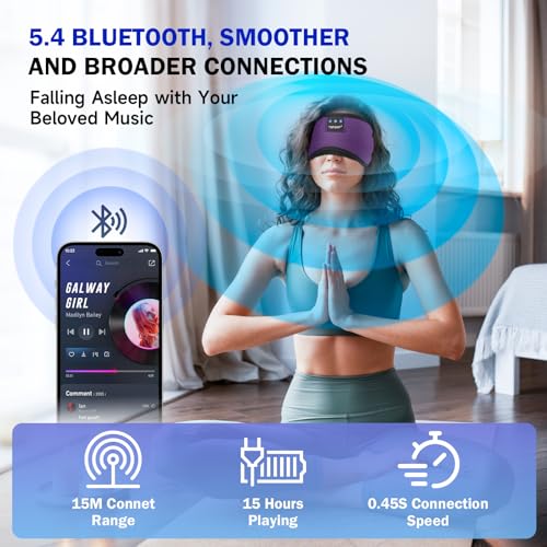 TOPOINT Sleep Mask with Bluetooth Headphones, Breathable Silk Eye Mask for Sleeping Men Women, Bluetooth Sleep Mask Blackout with Speakers, Microphone Handsfree, USB C for Travel Meditation Gifts - image 3