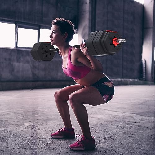 VIVITORY Barbell Weight Set, Adjustable Dumbbells 55/66/88 lbs with Two bars, Exercise Fitness Free Weights Lifting for Home Gym