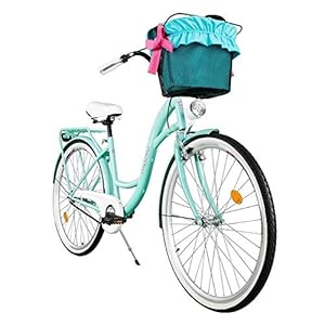 Milord. Comfort Fiets met mand, Nederlandse fiets, damesfiets, 1 versnelling, Aqua blauw, 28 inch
