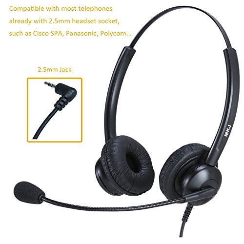 2.5mm Headset with Microphone for Office Phones Call Center Telephone Headset Noise Cancelling
