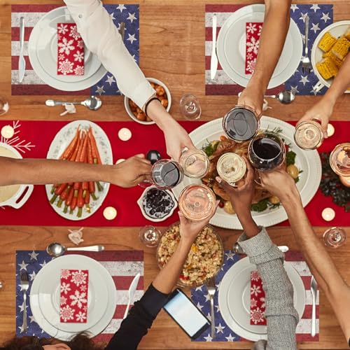 Whaline W12284 50Pcs Patriotic Paper Placemats Retro Vintage Independence Day Disposable Place Mats 4Th Of July Memorial Day Rectangle American Flag Paper Table Mats thumb #5