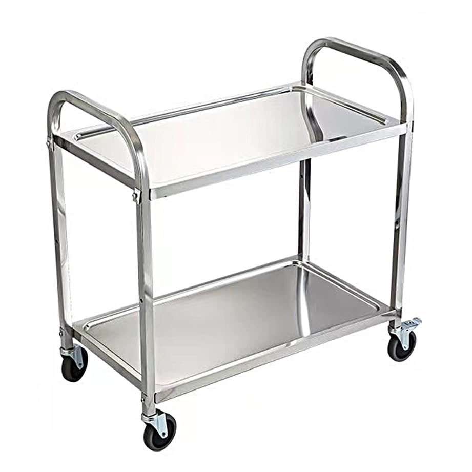 BREZO Rolling Tool Cart, Trolley Cart, Stainless Steel Utility Cart, Medical Cart with 360° Silent Wheels, 30
