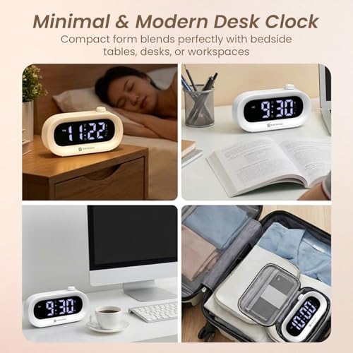 Image of Portronics Glowtime Multi-Function Type-C Powered LED Digital Alarm Clock with Temperature Display, 1-99 Min Timer, Touch Sensitive Panel, 3-Level Brightness, 12 /24H Format, Desk & Bedside Clock