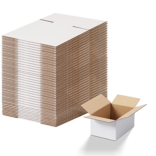 EYMPEU Cajas de Cartón 15,3x10,2x7,7cm Con Tapa, Pack 40, Pequeñas de Ondulado, Blanco
