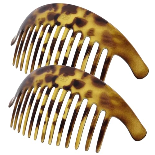 Image of Camila Paris CP2877 /2 French Hair Side Combs, Tokyo, Interlocking Combs French Twist Hair Combs, Strong Hold Hair Clips for Women Bun Chignon Up-Do, Styling Girls Hair Accessories, Made in France
