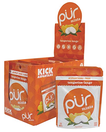 PUR 100% Xylitol Breath Mints, Tangerine Tango, 20 Count (Pack of 12) Sugar-Free + Aspartame Free, Vegan + non GMO