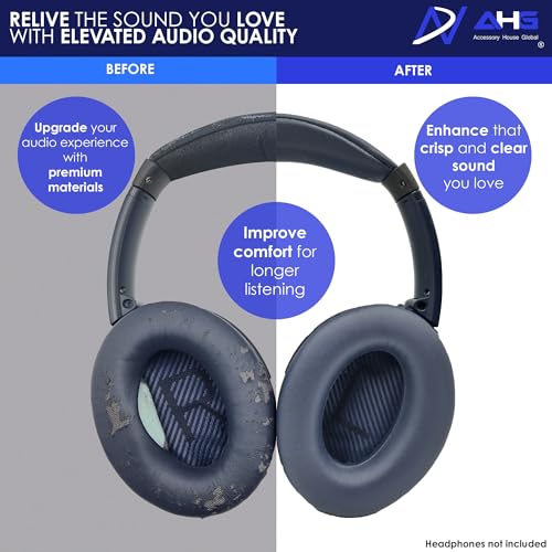 AHG Accessory House Global QC35 / QC35 ii earpads and QC35 Headband / QC35 ii Headband V3 pad Cushion Compatible with Bose QuietComfort 35 and QuietComfort 35 ii Headphones (Midnight Blue) - Image 4