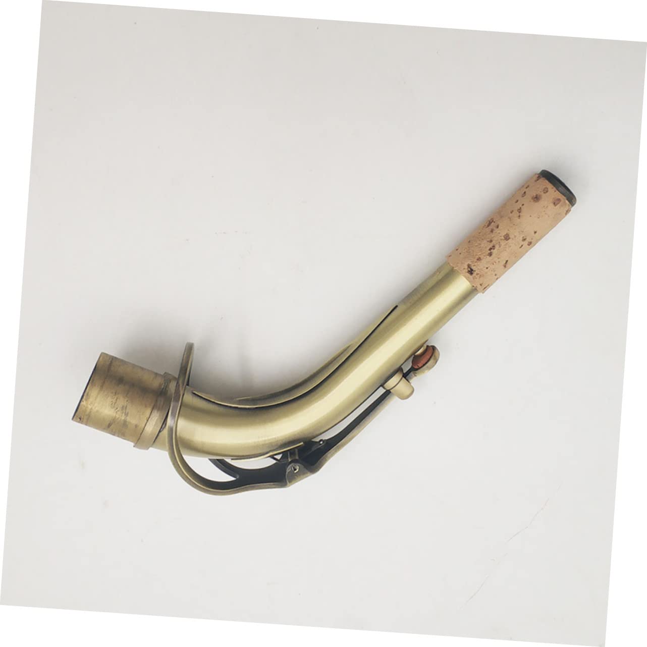 Bocchino per Sassofono Curva Diametro 24, 5mm in Ottone | Ricambio per Sax Alto e Sax, Finitura Oro Antichizzata, Aspetto Elegante