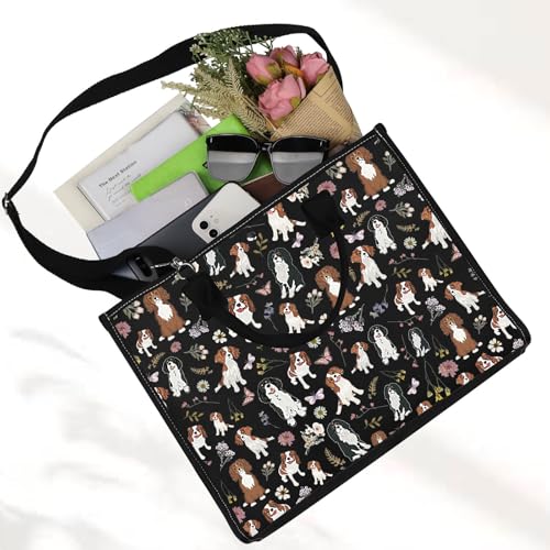Bolso tipo tote para mujer con diseño de Cavalier King Charles Spaniel, ideal como regalo miniatura 7