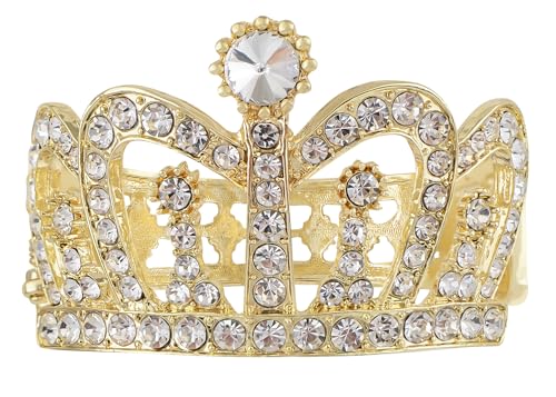 Image of Alilang Women's Sparkly Clear Crystal Rhinestones Crown Tiara Princess Cuff Bracelet