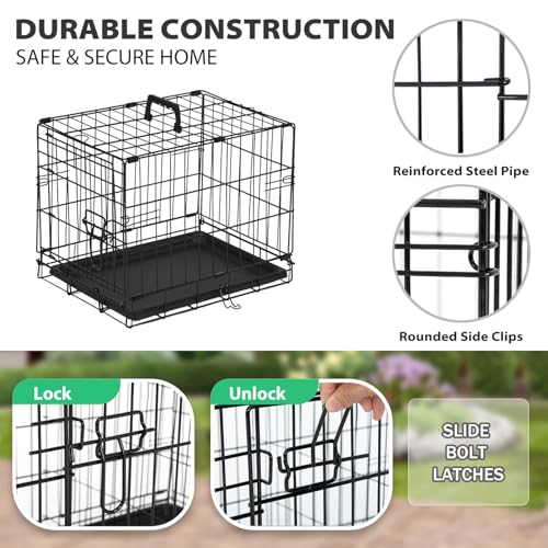 Image of BestPet | Dog Crate | 18 inch | Black | Foldable Metal Kennel with Single Doors
