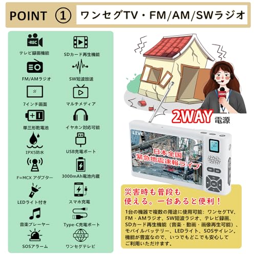 Ikiruhisi ワンセグテレビ TR17W の商品画像 1