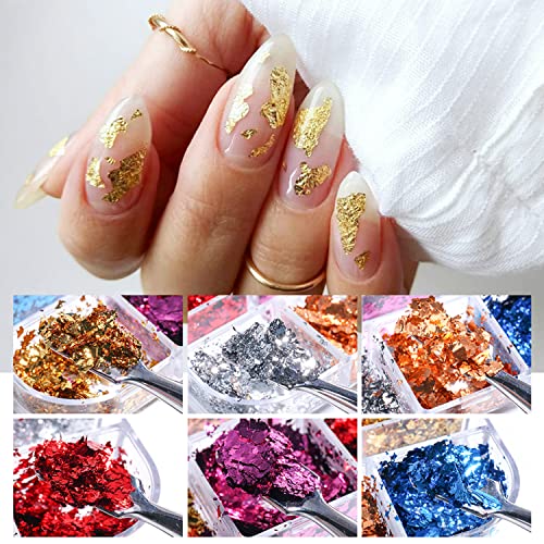Holographic Nail Glitter Foils, 12 Colors Sparkly Ultra-Thin Aluminum Foil Nail Art Flakes Design, Laser Nail Sequins Acrylic Supplies for Women Girls Manicure Charms Decorations, DIY 3D Nail Art Tips - Image 4