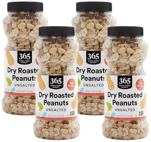 ★365 by WFM, Dry Roasted Unsalted Peanuts, 16oz, 4 jars