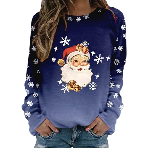 Sudadera corta para mujer, diseño de copa de vino tinto con copos de nieve, cuello redondo, manga larga, sudadera suave con capucha, Azul oscuro-a, X-Large