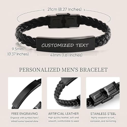 Pulsera de cuero trenzado personalizada para hombre y mujer miniatura 4
