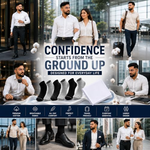 Image of MCAVOY ROME Ankle Length Cotton Socks Men & Women for Sports Unisex Multicolor Socks Ideal for Gym, Casual Wear & Running Odor Free,
