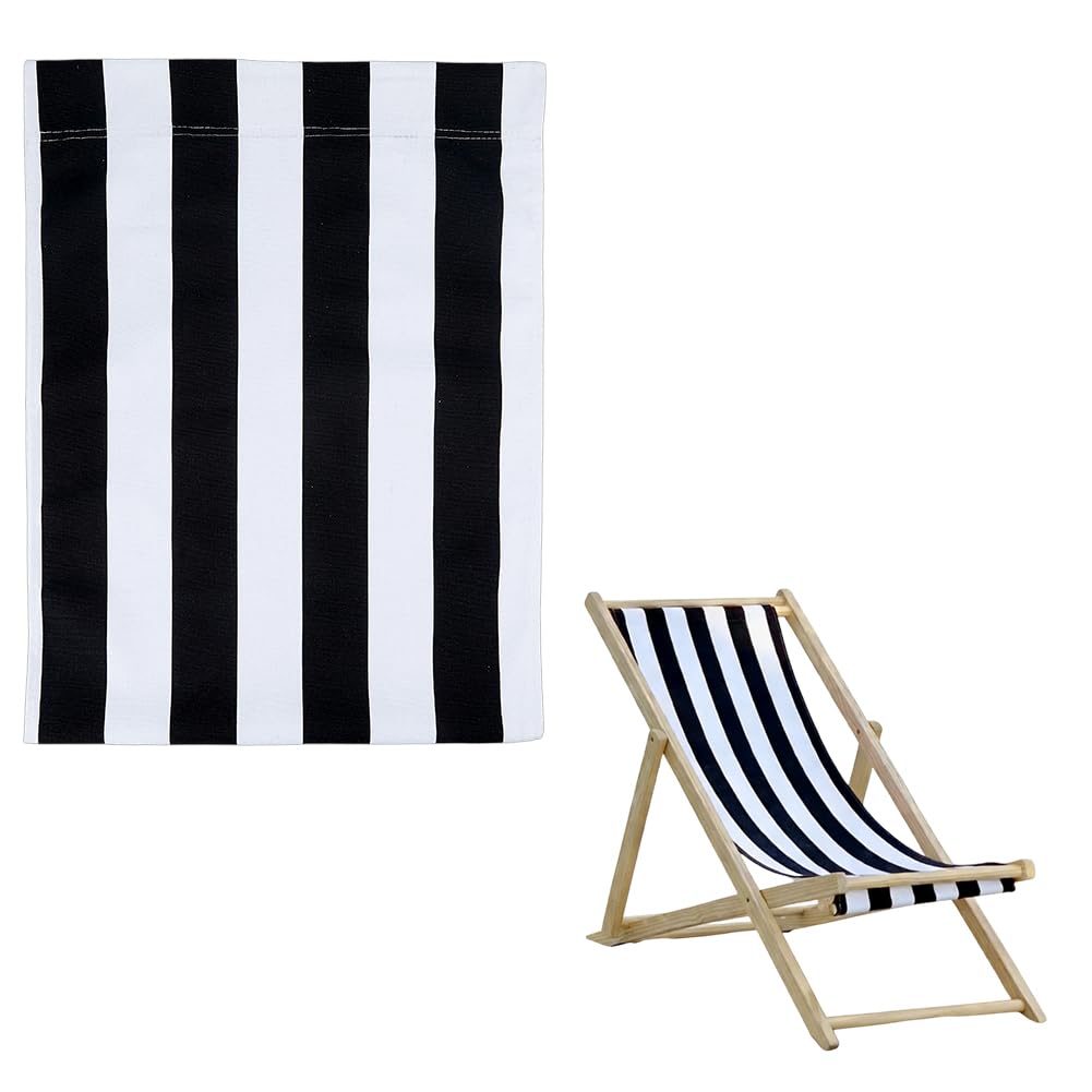 TNKBREEZE Beach Chair Replacement Cloth 116cmx42cm Black and White Stripes Simple Sling Chairs Fabric Lounge Chair Replacement Canvas for Sunbathing Garden Courtyard Beach