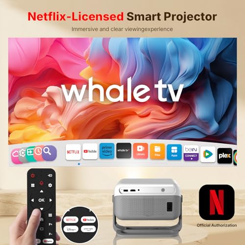 Image of 【Compatible with Netflix &Dolby Audio】WellSonic Smart Projector with Wifi and Bluetooth, 400Ansi & Native 1080p Portable Projector, Auto Focus&Support 4k, 180Rotatable, Moive Proyector
