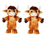 Cozy Buddy Longhorn Cow Squeaky Plush Dog Toy - Soft Dog Plush Toys, Squeaky Dogs, Cow Toy with Crinkle Paper, Stuffed Toys. (Pack of 2)