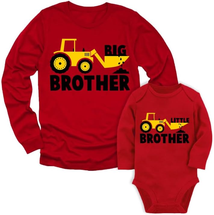 Tstars Tractor Big Brother Little Brother Matching Outfits Sibling Long Sleeve Shirts