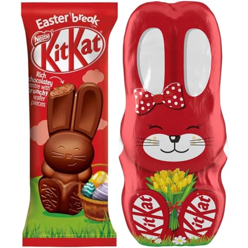 Image of KitKat Easter Bunny Milk Chocolate Bag 55g By Cougar | 5x Chocolate Bunny Shapes with Crispy Wafer Filling | Perfect for Egg Hunts, Easter Gifting, Kids Treats & Party Sharing | Fun Festive Chocolate Packe - (Imported-UK)