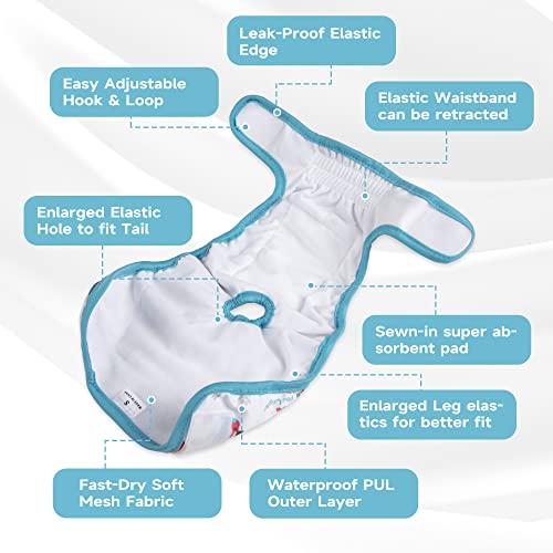Paw Legend Washable Reusable Female Dog Diapers - No Leak Doggie Diapers For Heat Cycle (3 Pack,Adorable,X-Small) #TOP4