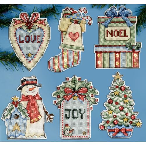 Image of Design Works Crafts Country Christmas Counted Cross Stitch Ornament Kit - Set of 6