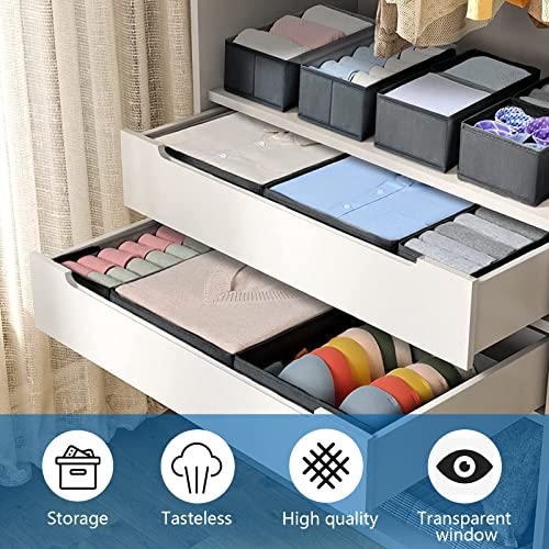 MOOING 10er Schubladen Organizer, Schubladen Ordnungssystem, Faltbare Aufbewahrungsbox Stoff, Unterwäsche Organizer, Schrank Schubladentrenner für BHS, Socken, Krawatten, Kleidung