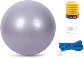 Bola de Pilates 65cm em PVC com Bomba Ideal para Yoga, Ginástica, Fisioterapia, Alongamento, Flexibilidade Exercícios Abdominais Fitness Fortalecimento Muscular, Treino em Casa ou Academia Antiestouro