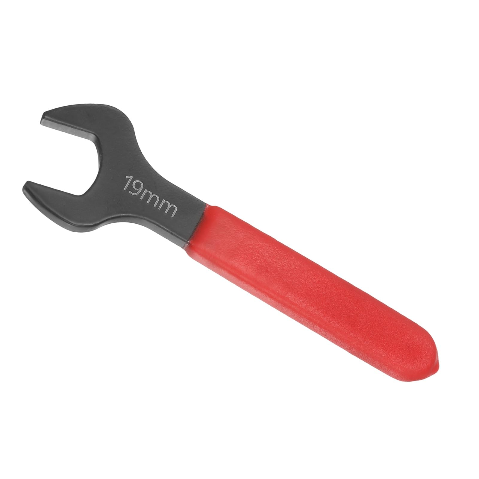 Awclub 19mm Open End Wrench, 15 Degree Offset Thin U-Shaped Spanner with Red Shank, Black Finish for Automotive Repair & Furniture Assembly