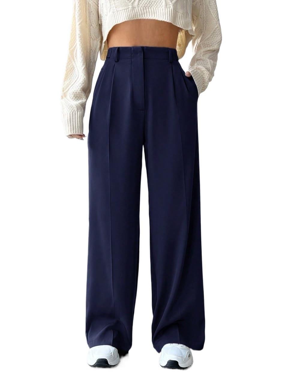 Womens Fall Solid Color Slanted Pocket Suit Pants Trousers