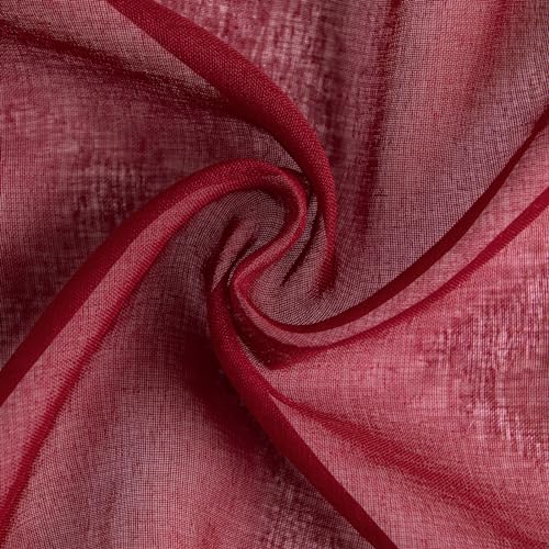 Woaboy Voile Gardinen Vorhänge Ösen 2er 140x225cm Weinrot – Ansicht 5