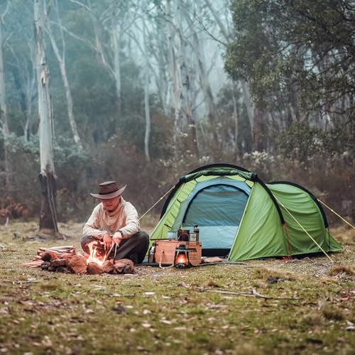 Image of Night Cat Ultralight Tunnel Tent: Waterproof Lightweight Two People Backpacking Tent for Outdoor Camping Hiking Treeking with Double Layers Aluminum Poles and Footprint