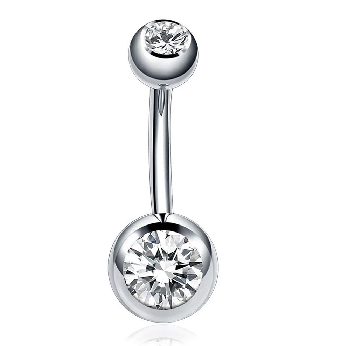 MQLSAERI 1 Piercing de Ombligo antialérgico de Titanio G23, Acero quirúrgico Plateado, Piercing de Ombligo de plátano 14G,Piercing Ombligo Largo de 10mm,Piercing Ombligo,joyería para el Cuerpo