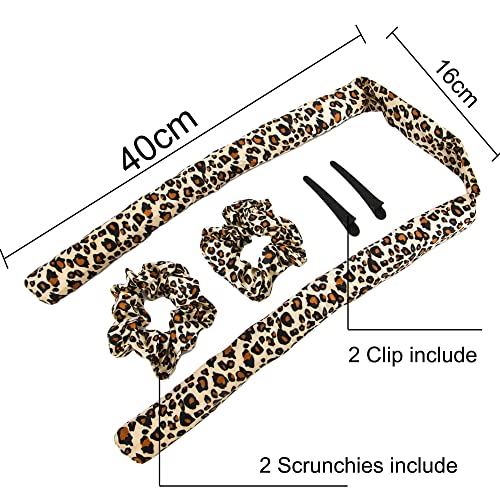 Time to Sparkle 1 SET New Hair Curlers With two ties and two duckbill clips to Sleep In Naturally and No Damage Heatless Curler for Long and Medium Leopard Grain - Image 2