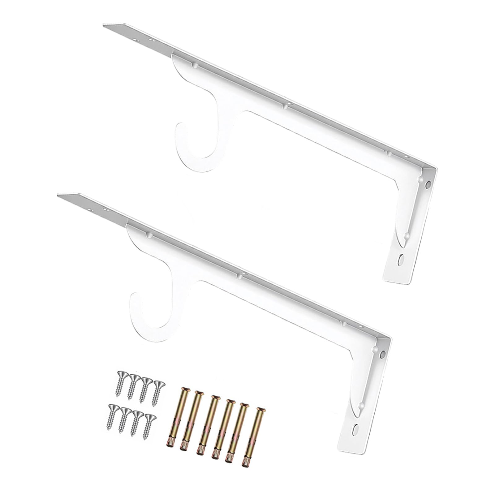 2pcs Reinforced Steel Closet Rod Supports with 200Lb Capacity Wall Hook Brackets for Organizing Wardrobes & Shelving Vertical Space Planner