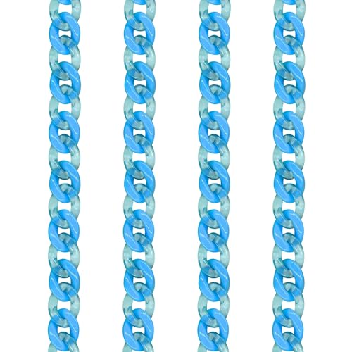 Image of SATRA TRADERS Matt Translucent Acrylic Chains for DIY Jewelry | Size : H-16mm W-23mm | Qty : 2mtr | AC09 | Blue