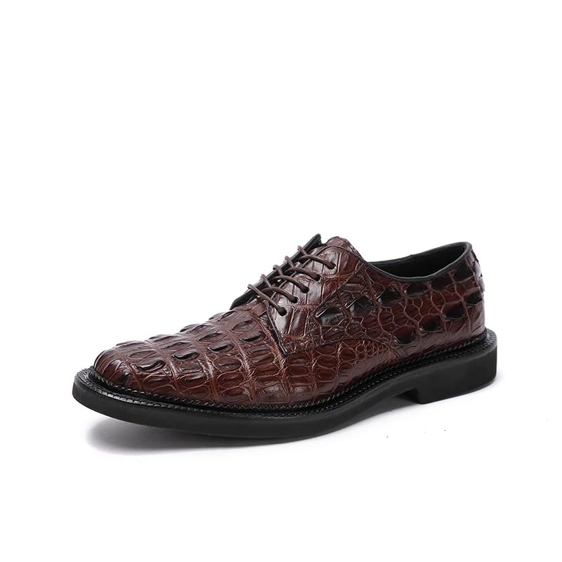 Authentic Exotic Crocodile Skin Men's Casual Brown Dress Shoes Genuine Alligator Leather Male Lace-up Rround Toe Derby Shoes2