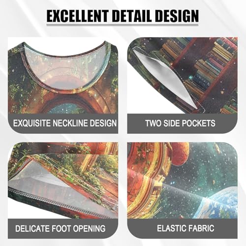 ALAZA Planet Solar System Book Bookworm Pajamas Set Short Sleeve Cotton Sleepwear Summer Pjs 2 Piece 5-14Y4